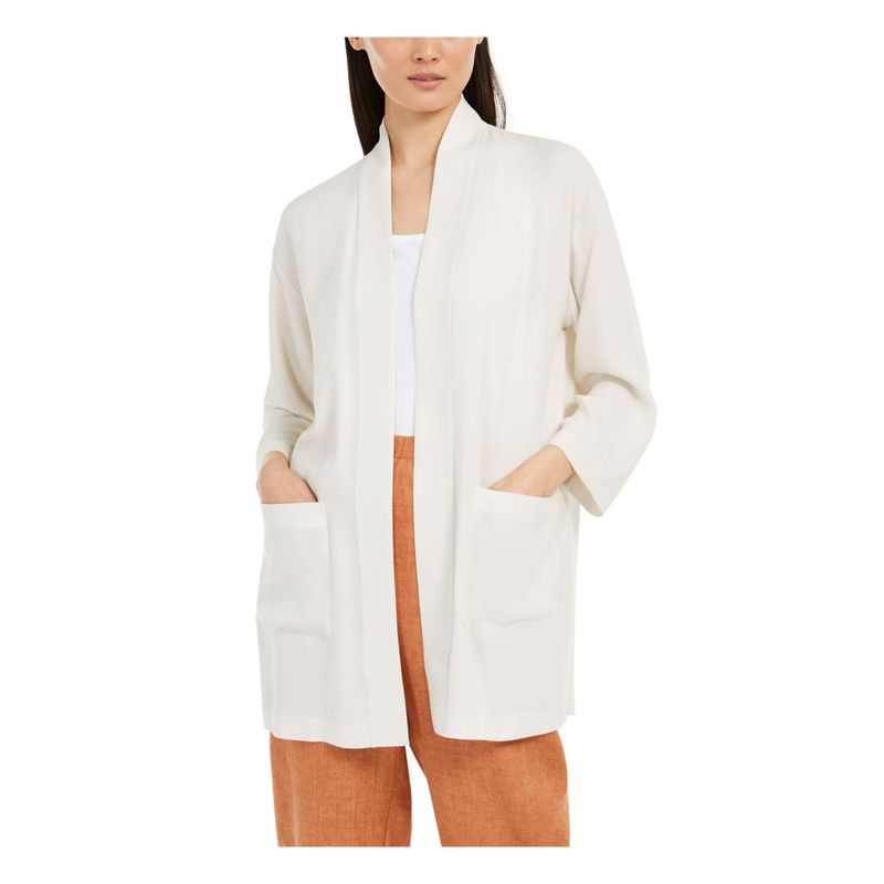 Eileen Fisher Womens Ivory Pocketed Jacket S